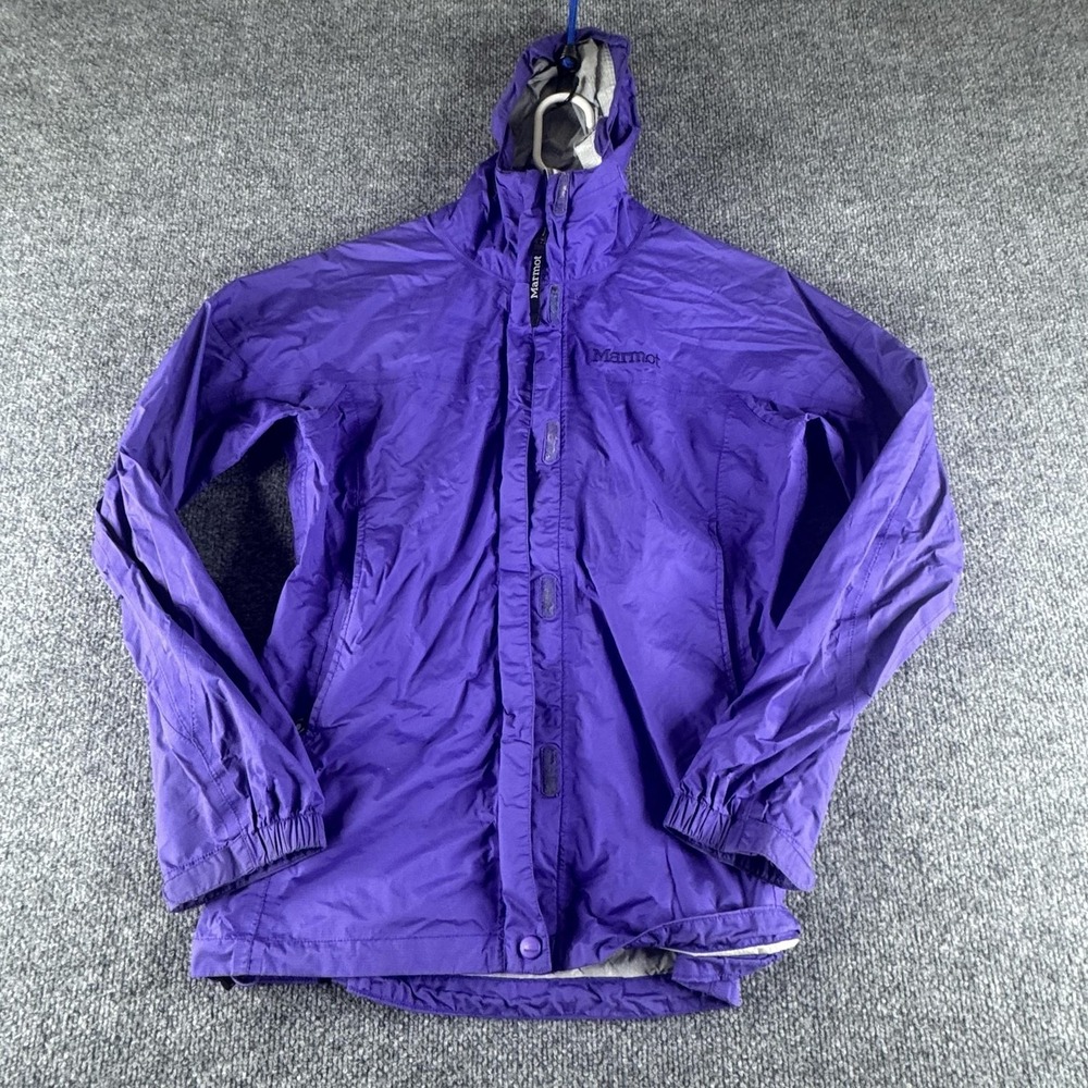 Marmot Jacket Womens S Purple Hooded Nylon Windbreaker Full Zip Outdoor Hiking‎